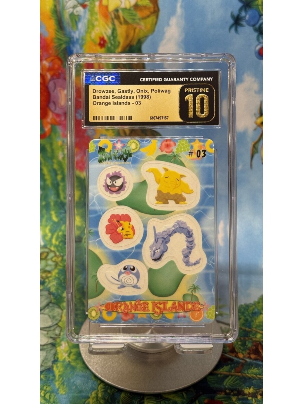 Drowzee Gastly Onix Poliwag Bandai Sealdass Orange Islands #03 1998 CGC 10P